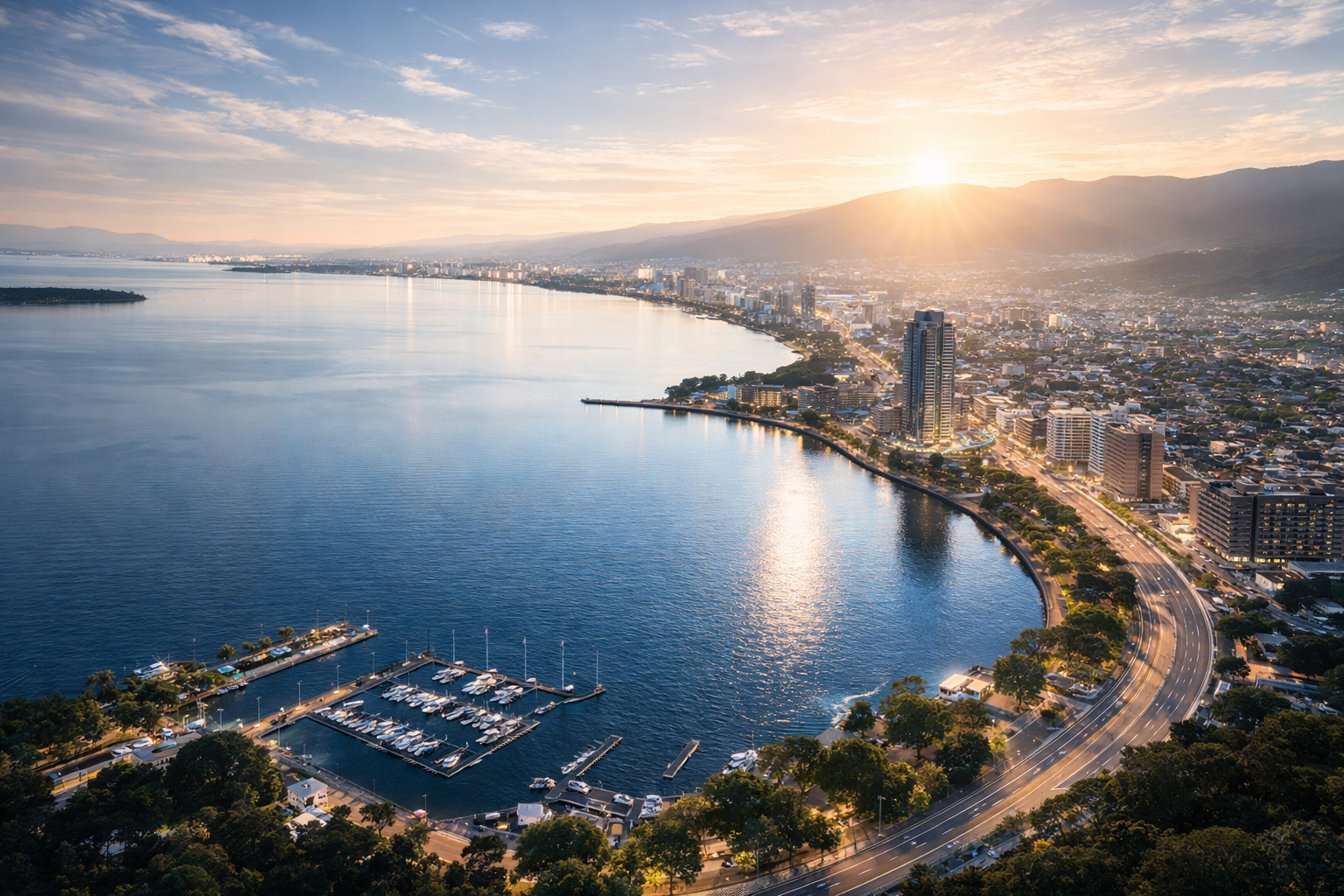 琵琶湖と滋賀の街並み